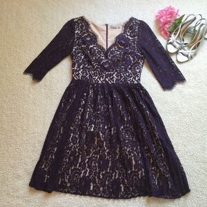 Eliza J Purple Lace Midi Dress